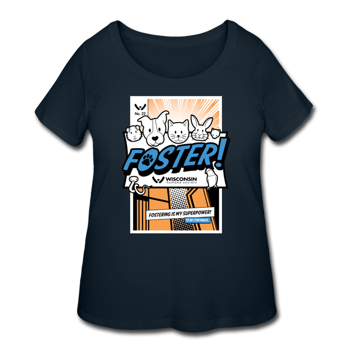 Foster Comic Curvy T-Shirt - navy