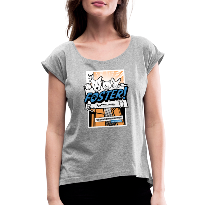 Foster Comic Roll Cuff T-Shirt - heather gray