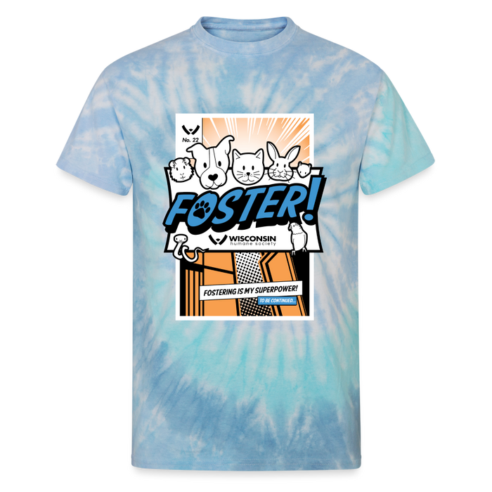 Foster Comic Tie Dye T-Shirt - blue lagoon