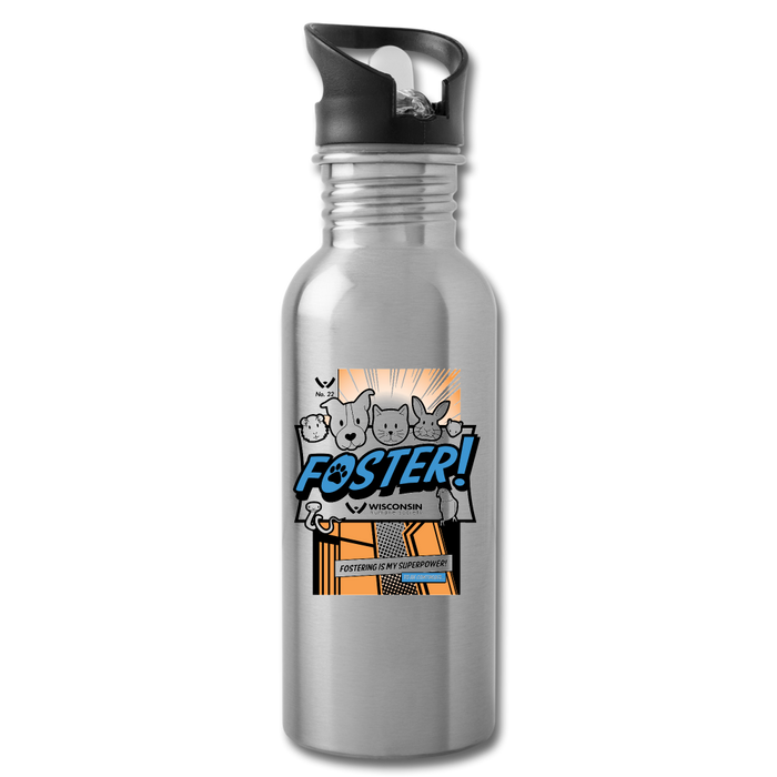 Foster Comic Water Bottle - silver