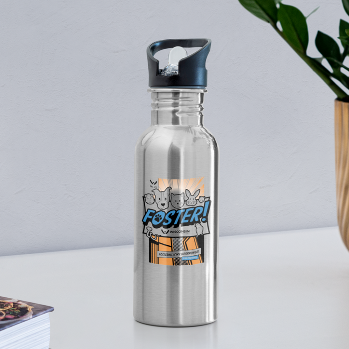 Foster Comic Water Bottle - silver