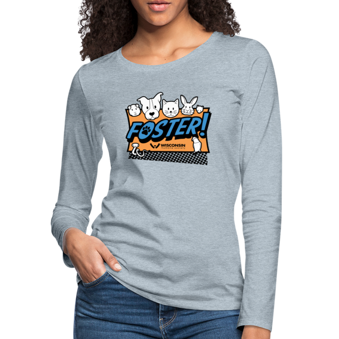 Foster Logo Contoured Premium Long Sleeve T-Shirt - heather ice blue
