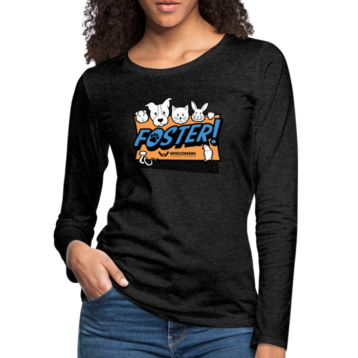 Foster Logo Contoured Premium Long Sleeve T-Shirt - charcoal grey