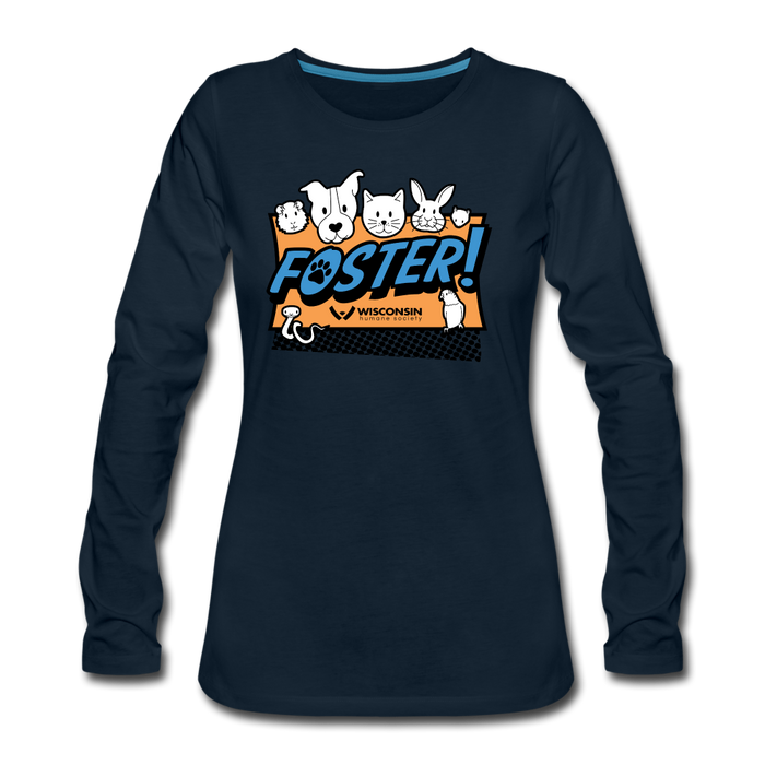 Foster Logo Contoured Premium Long Sleeve T-Shirt - deep navy