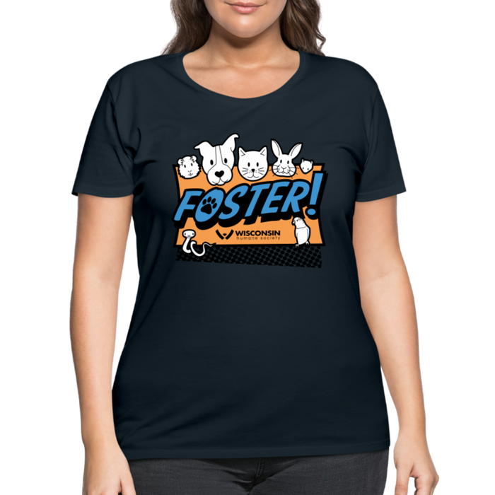 Foster Logo Curvy T-Shirt - navy