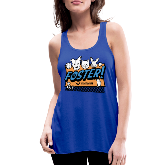 Foster Logo Flowy Tank Top by Bella - royal blue