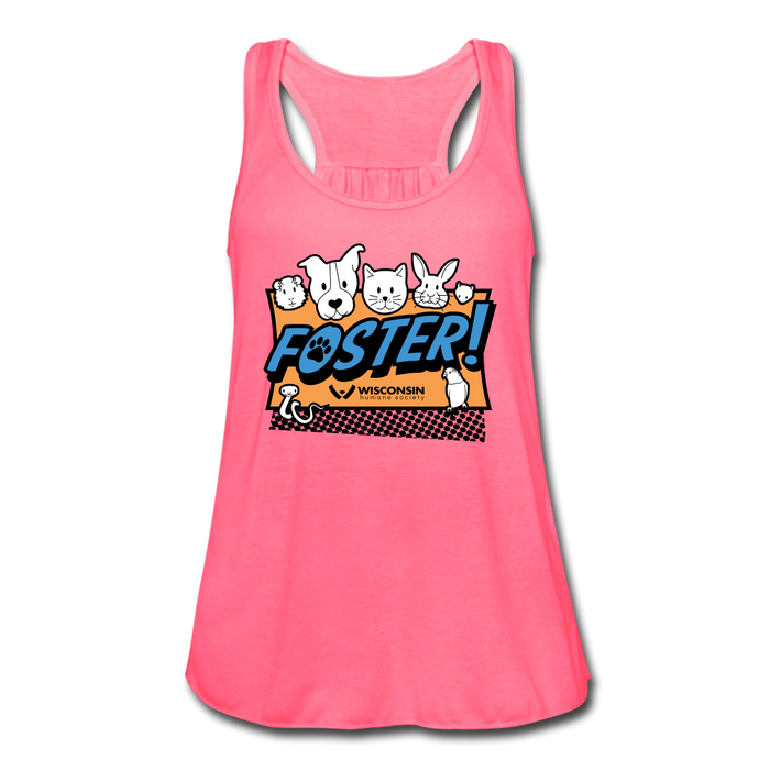Foster Logo Flowy Tank Top by Bella - neon pink