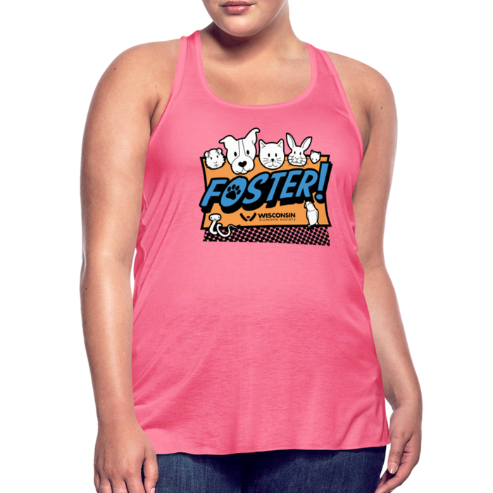 Foster Logo Flowy Tank Top by Bella - neon pink