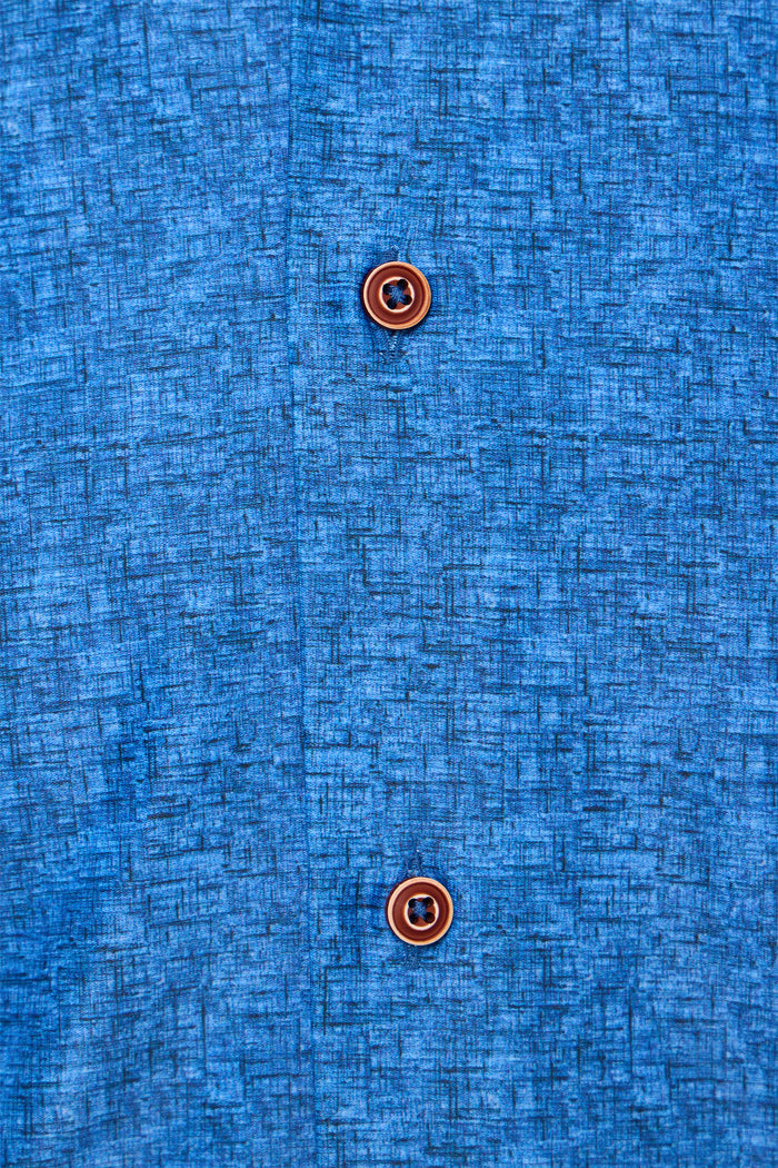 French Blue Reversible Geo Diamond Print Shirt