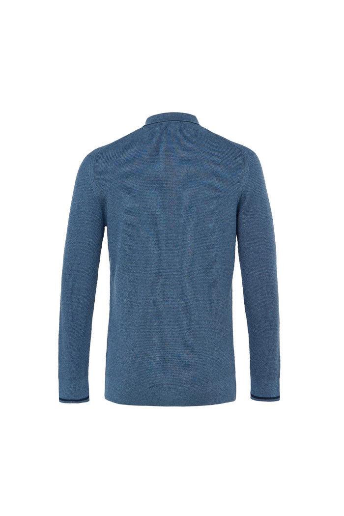 Full Button Waffle Knit Sweater with Double Pockets