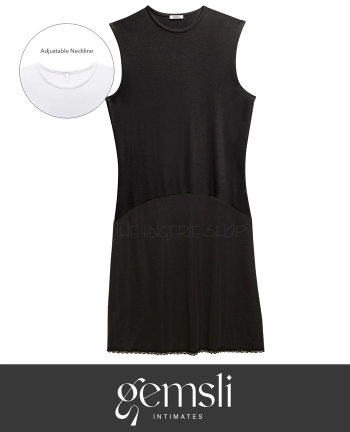 Gemsli FK314 Adjustable Crew Neck Solid Color Combination Full Slip Black