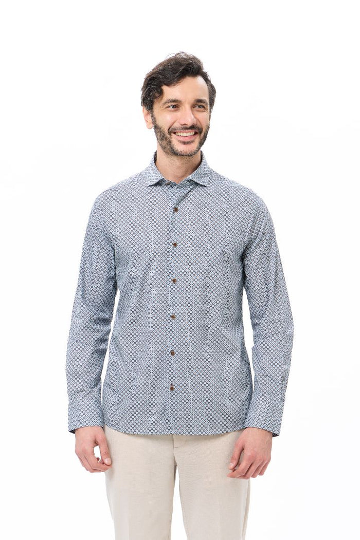 Geo Print Button Down Shirt