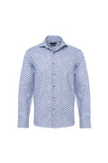 Geo Print on Herringbone Button Down Shirt