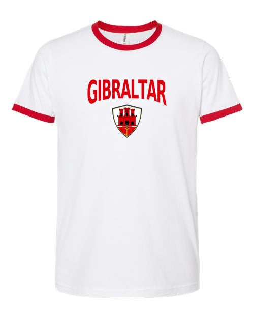 Gibraltar Arched Crest Soccer Ringer Tee — NYC Factory