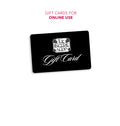 Black gift card with "Gift Card" text and "Online Use" banner