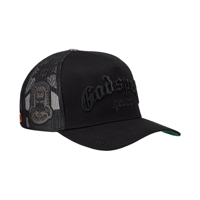 GODSPEED 4EVER BLACK ON BLACK TRUCKER GREEN BOTTOM