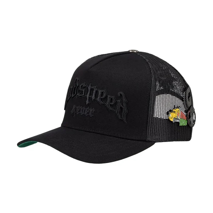 GODSPEED 4EVER BLACK ON BLACK TRUCKER GREEN BOTTOM