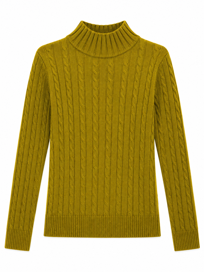 Goldcable knit mock turtleneck sweater for toddlers, kids and preteens.