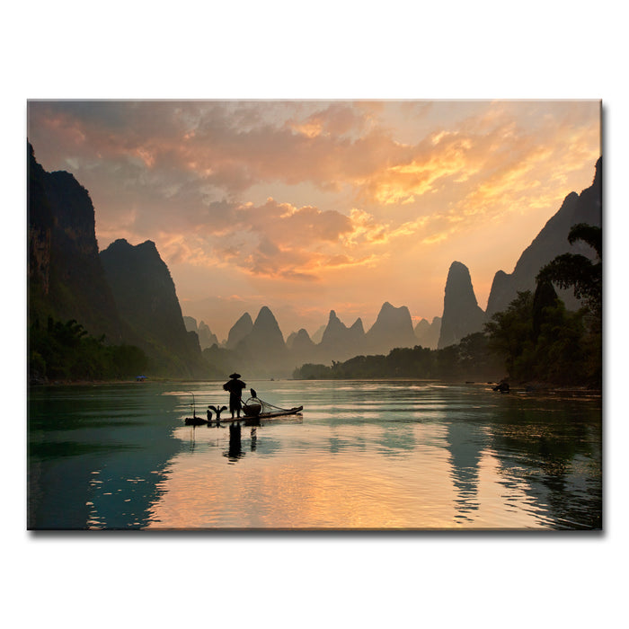 "Golden Li River" by Yan Zhang — Landscape Wall Art (Wrapped Canvas)