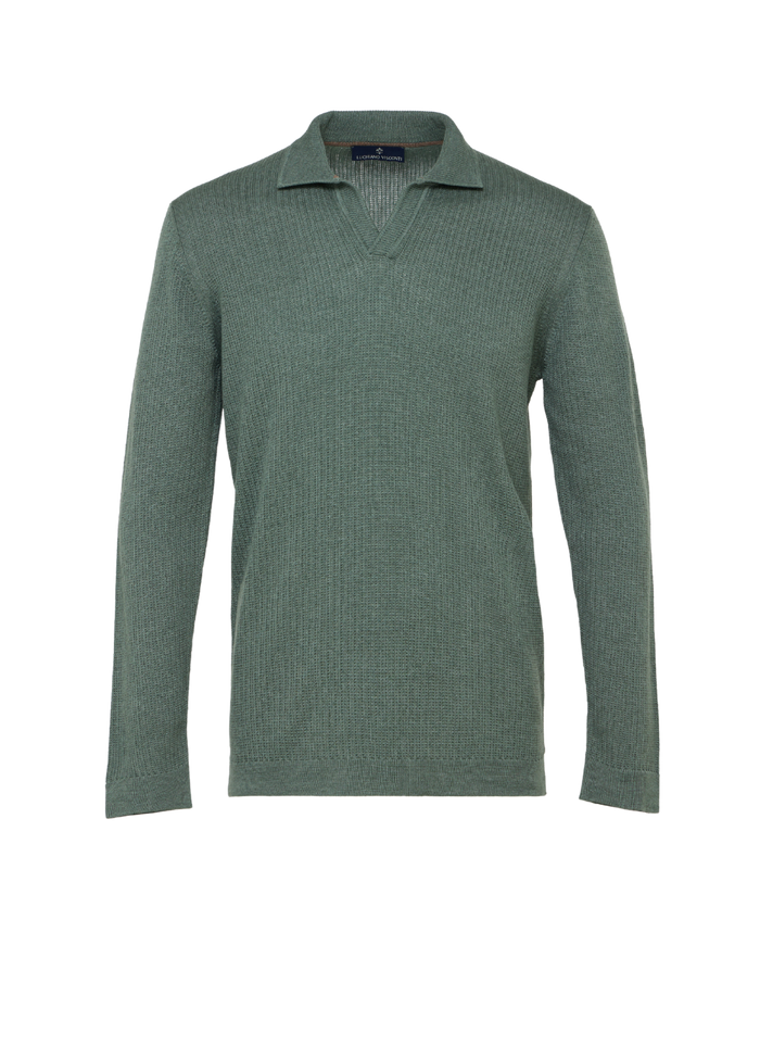 Green Eco-Blend Long Sleeve Polo