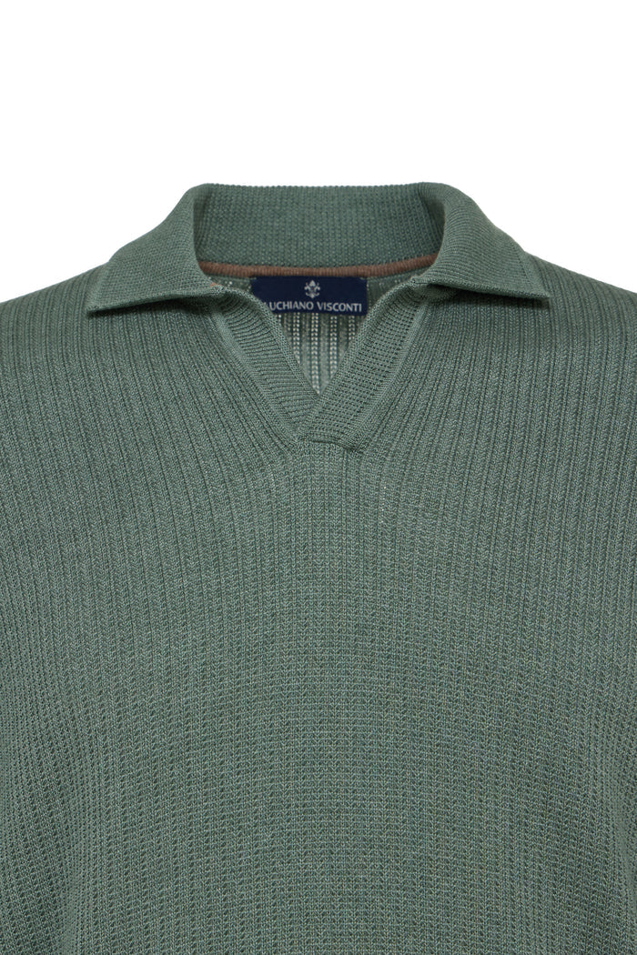 Green Eco-Blend Long Sleeve Polo