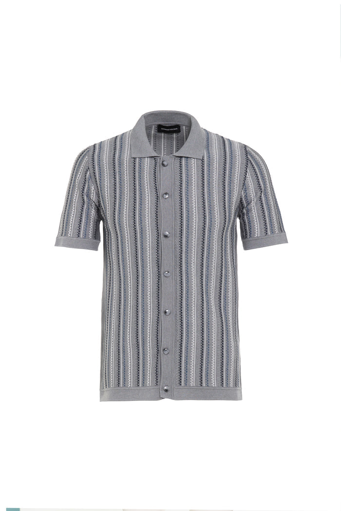 Grey Giuseppe Knit Full Button Shirt