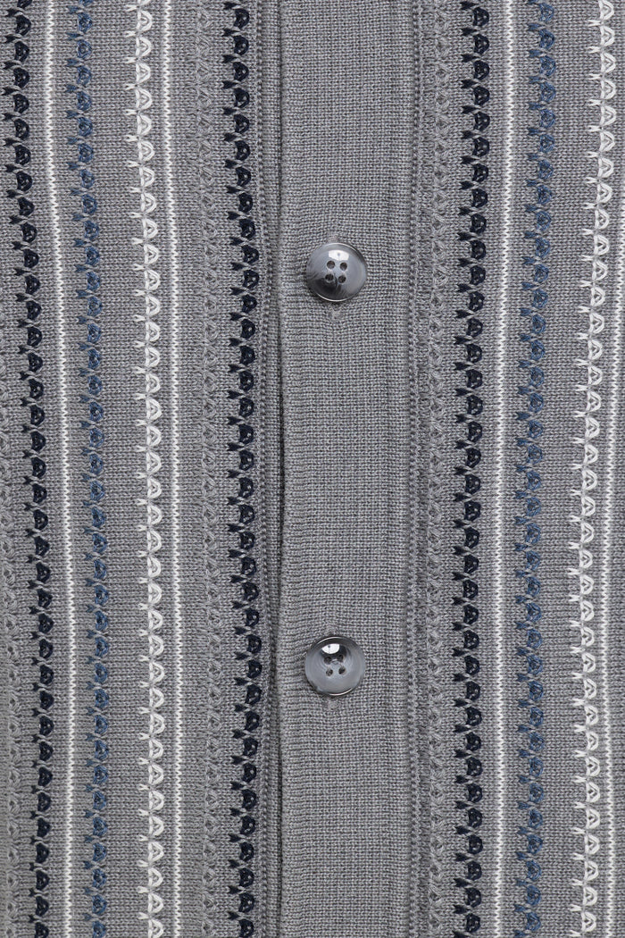 Grey Giuseppe Knit Full Button Shirt