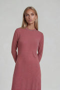 Grey & Red Stripe Ribbed  Nightgown