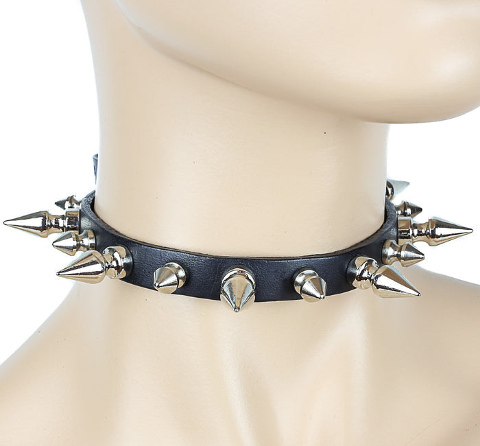 Half Inch and Full Inch Spiked Leather Choker