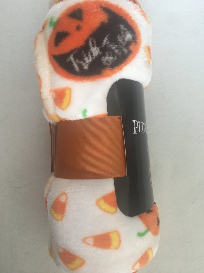 Halloween Pumpkin, Candy Corn and Trick or Treat Blanket Throw