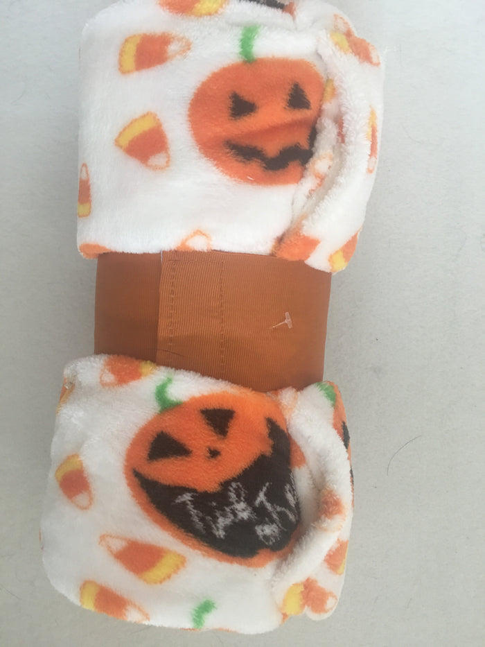 Halloween Pumpkin, Candy Corn and Trick or Treat Blanket Throw