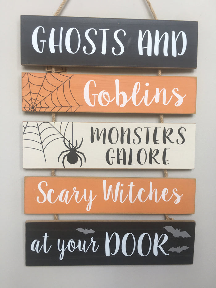 Halloween Solid Wood Multiple Sayings Wall Hanging