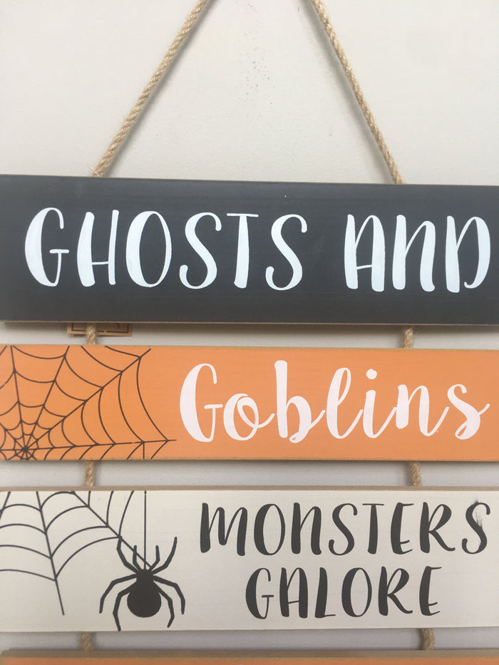 Halloween Solid Wood Multiple Sayings Wall Hanging