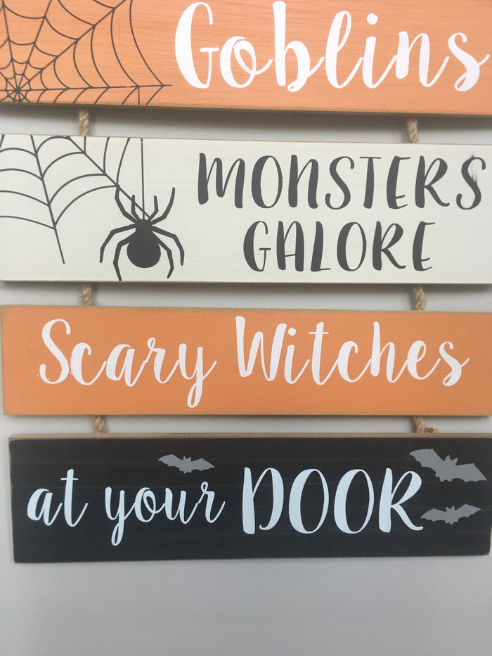 Halloween Solid Wood Multiple Sayings Wall Hanging