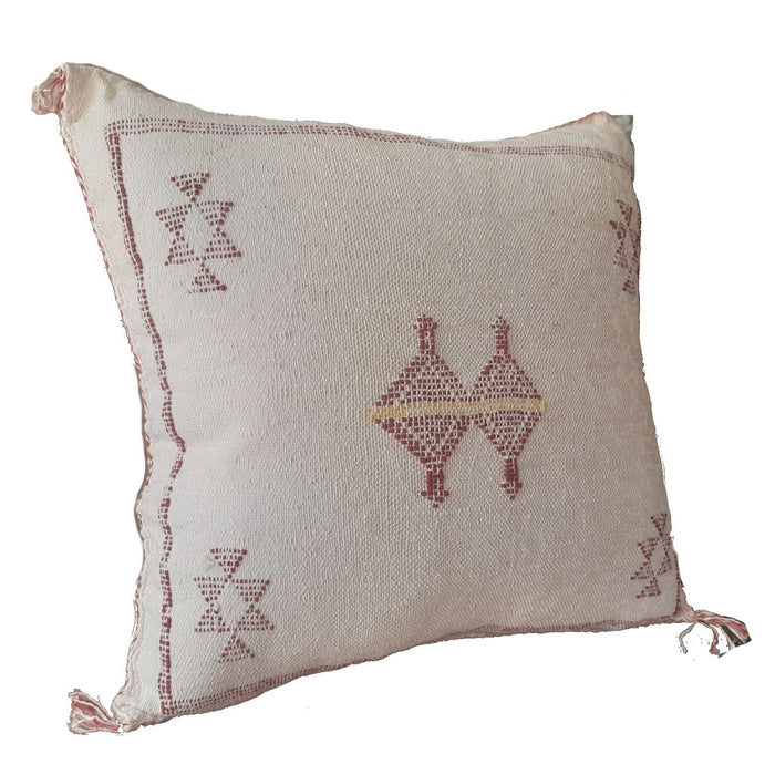 Handmade Moroccan Cushion Cover – Sabra Silk Pillow – Jihane - Creamy White