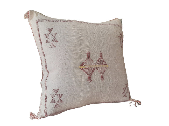 Handmade Moroccan Cushion Cover – Sabra Silk Pillow – Jihane - Creamy White