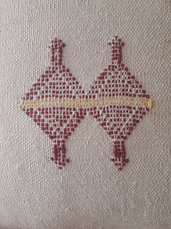 Handmade Moroccan Cushion Cover – Sabra Silk Pillow – Jihane - Creamy White