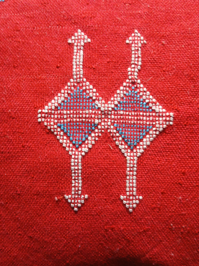 Handmade Moroccan Cushion Cover – Sabra Silk Pillow – Maram - Red