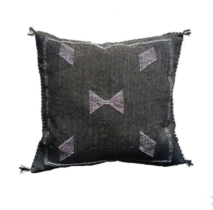Handmade Moroccan Cushion Cover – Sabra Silk Pillow – Mizan - Washed Brown Chocolate