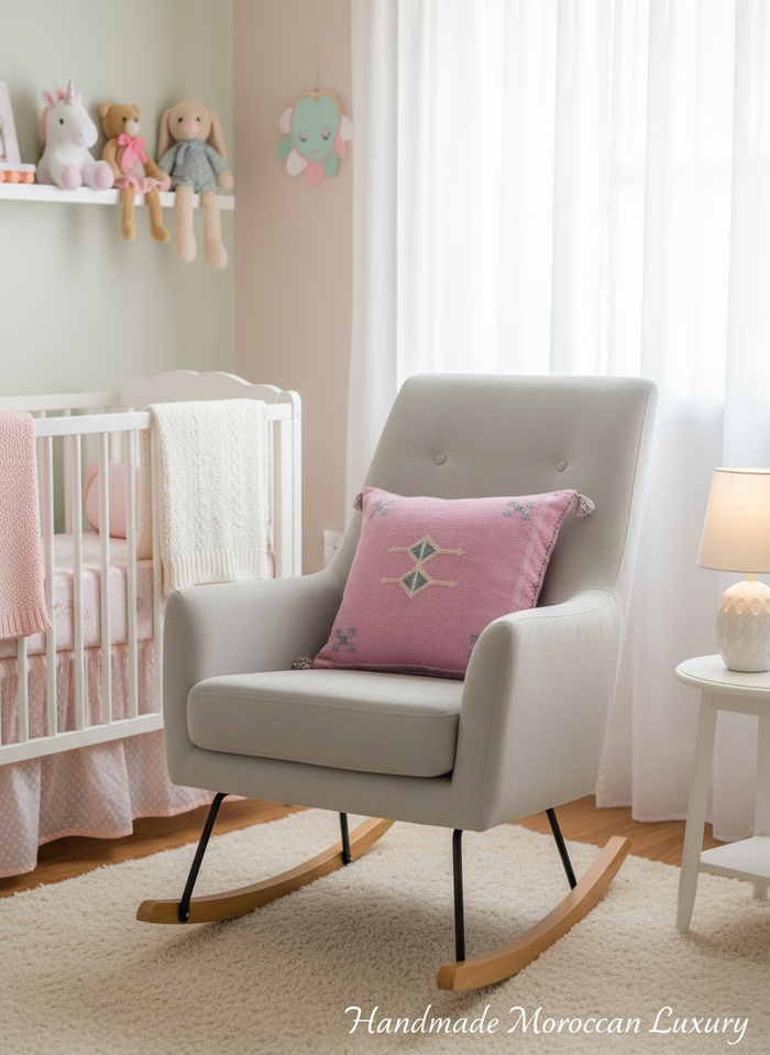 Sabra Silk Pillow Warda Pink in Baby Girl Room