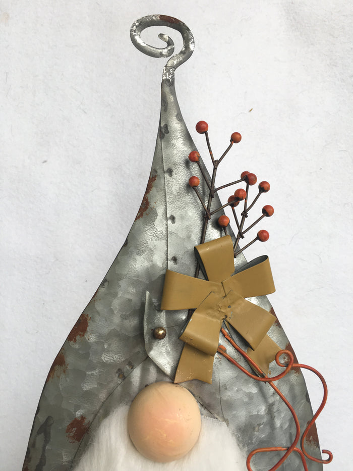Harvest Metal Gnome Holding Sunflower or Banner