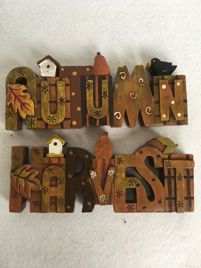 Harvest or Autumn Block Sitter with Bird House, Pumpkin, Crow or Corn Husk