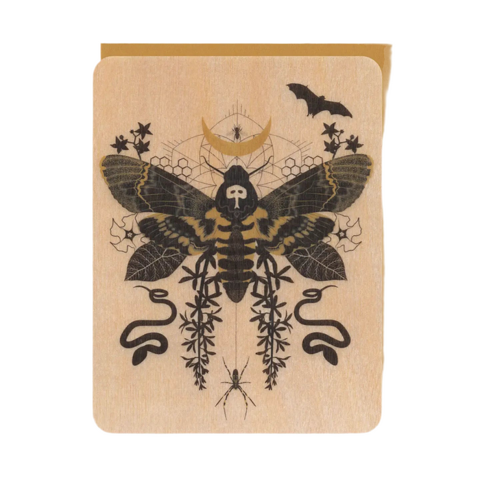 Hawkmoth Wood Greeting Card