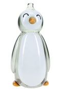 Hemper 6.2 inch penguin glass bong with smoke-colored body, white belly panel and yellow feet, standing upright on a white studio background.