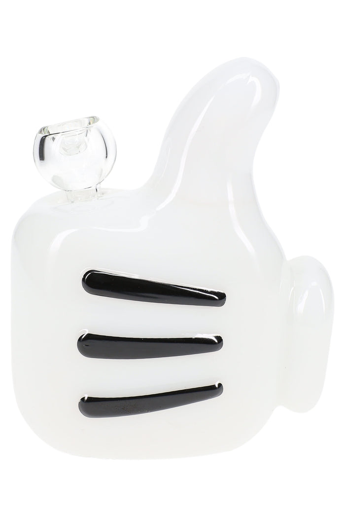 Front view of 5.5″ Hemper High Jinx cartoon bong with showerhead perc and stemless 14.5 mm joint, bowl included