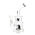 Side view of clear HEMPER Ninja bong showing flower bowl and internal showerhead perc