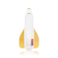 Side view of Hemper space shuttle glass hand pipe with black thruster and American flag artwork