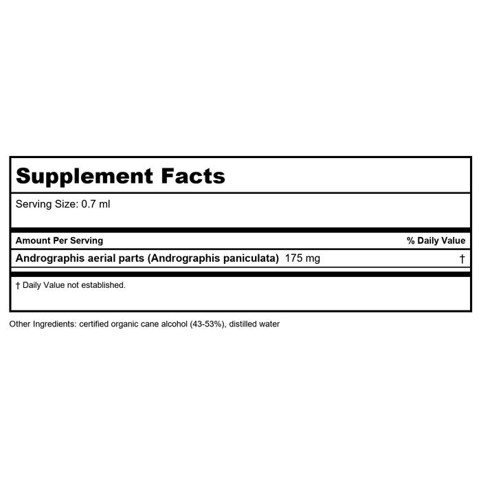 Herb Pharm Andrographis 1oz - Supplement Facts panel