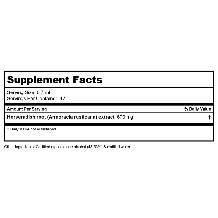 Herb Pharm Horseradish 1oz - Supplement Facts panel