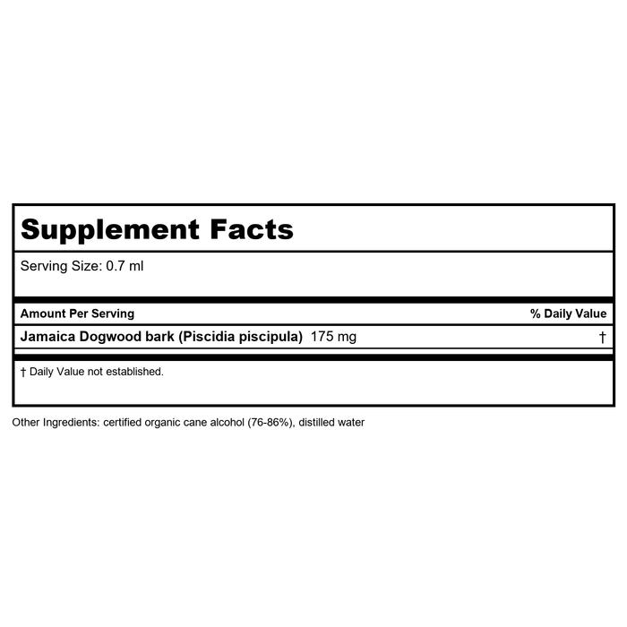 Herb Pharm Jamaica Dogwood 4oz - Supplement Facts panel